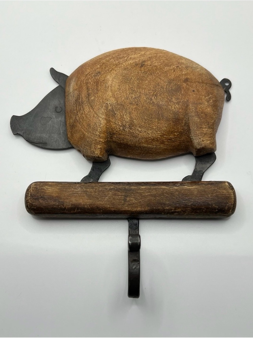 Pier 1 Wooden Pig Wall Hook - Brown and Black